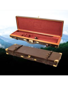 TKL Outdoors 12 Gauge Leather and Oak Over/Under Shotgun Case A9033
