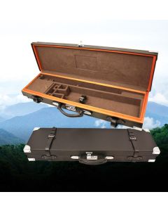 TKL Outdoors 12 Gauge Black Leather and Oak Side-By-Side Shotgun Case